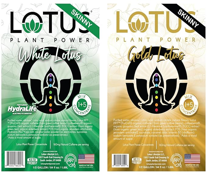 Lotus Plant Power 5:1 Energy Concentrate 64 fl. oz. (Skinny Gold) Pack of 2 (Packaging May Vary)