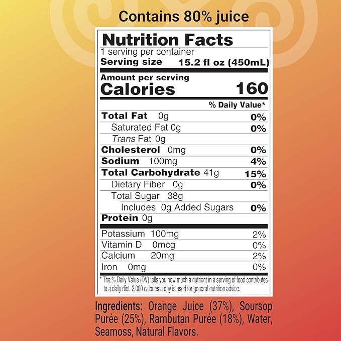 Nourish Kings- Sea Moss drink with Rambutan Soursop &amp Orange juice No Added Sugars or Preservatives 12 pack of 15.2 Fl oz Bottles