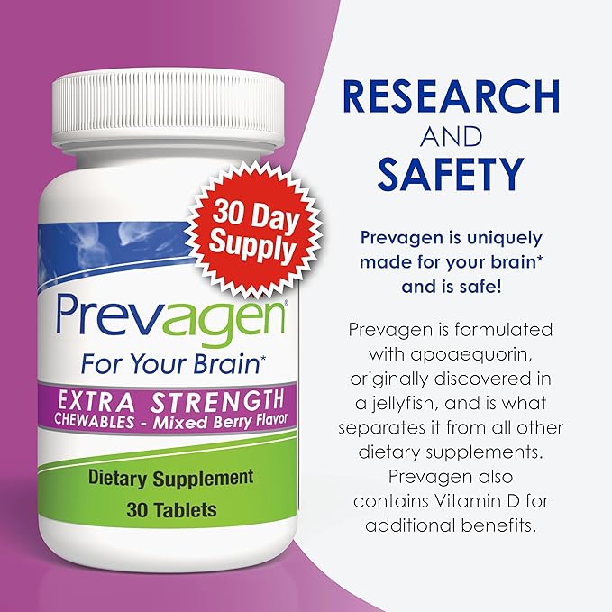 Prevagen Extra Strength Mixed Berry Chewables - 90 Tablets (3 Month Supply) | Formulated for Your Brain | 20mg of Apoaequorin Plus Vitamin D3