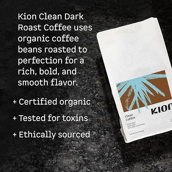 Kion Organic Ground Coffee | Best Tasting Purest Highest Antioxidant Healthiest Coffee | Dark Roast 12 Oz