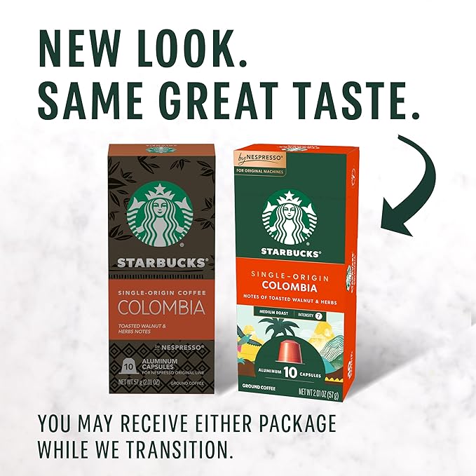 Starbucks by Nespresso Original Line Single-Origin Colombia Medium Roast Coffee 50-count Espresso Pods