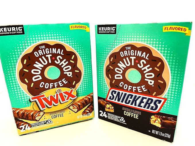 SCS Direct The Original Donut Shop Snickers and Twixx Favored K-Cup Variety Value Pack - 48 Cups Total (24 each) - Light Roast Compatible with all Kcup Keurig Single Serve Brewers
