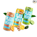 PuraSoda® Zest Fest Soda Variety Pack - Cucumber &amp Lime Orange &amp Ginger Ale | 10 fl oz (Pack of 24) | 65 Calories 13g Real Cane Sugar Real Fruit Extracts | Non-GMO Vegan No Stevia or Art