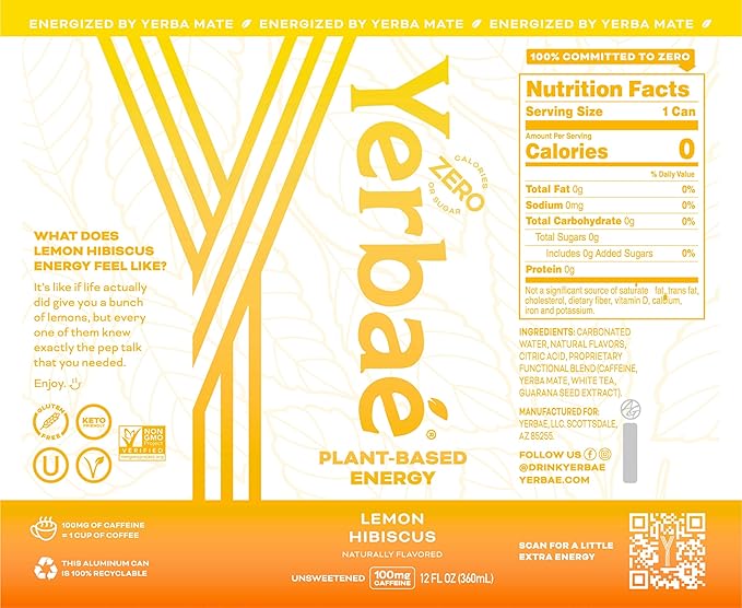 Yerbae Energy Seltzer - Variety Refresh Pack 0 Sugar 0 Calories 0 Carbs Energized by Yerba Mate Plant-Based Healthy Alternative to Coffee and Sugary Sodas 12oz cans (12 Pack)