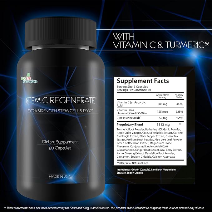 Stem C Regenerate - Natural Stem Cell Support - Help Support Boosted Natural Stem Cells Aid Reduced Oxidation and Occasional Swelling - Best Stem Cell Supplements Self Proclaimed