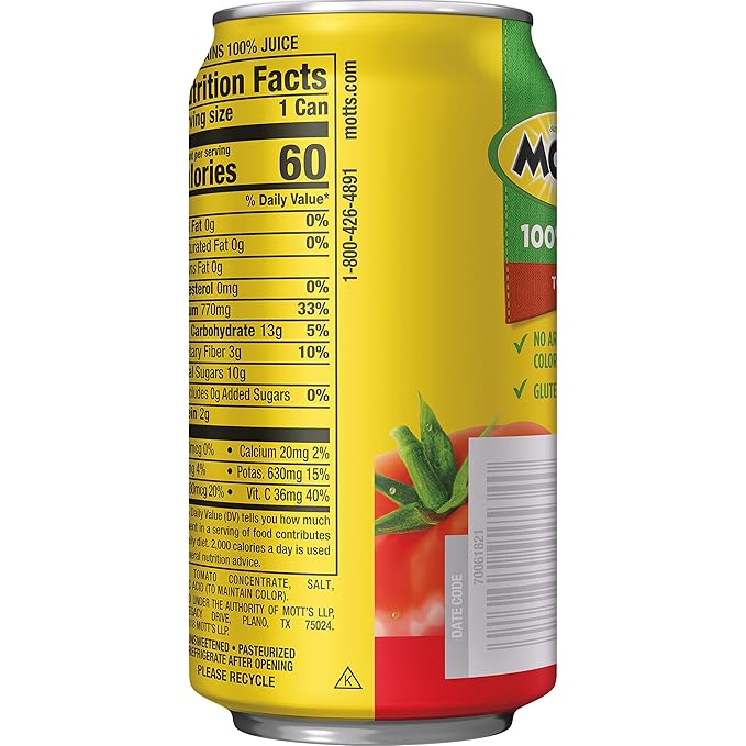 Mott's 100% Tomato Juice 11.5 Fluid Ounce Can 24 Count