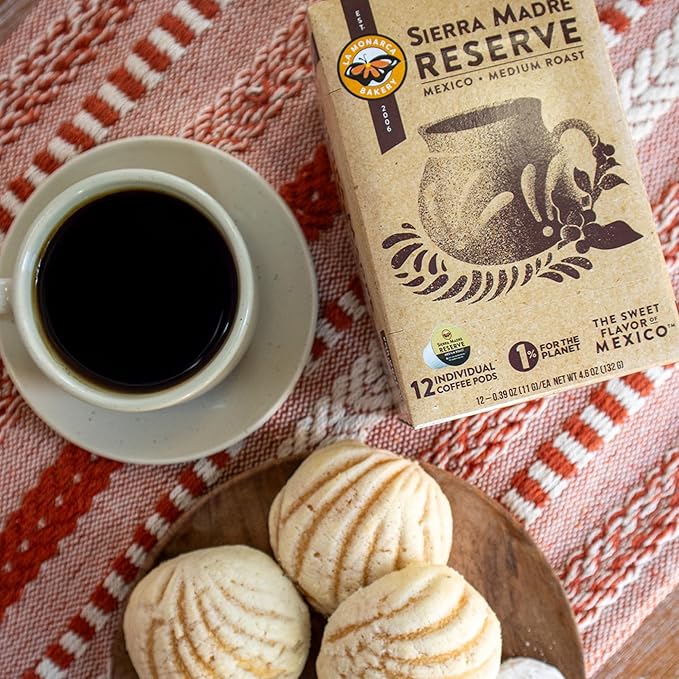 La Monarca Bakery Sierra Madre Reserve Coffee Pods – Medium Roast Full Flavor Authentic Mexican Coffee – 24 Individual Cups