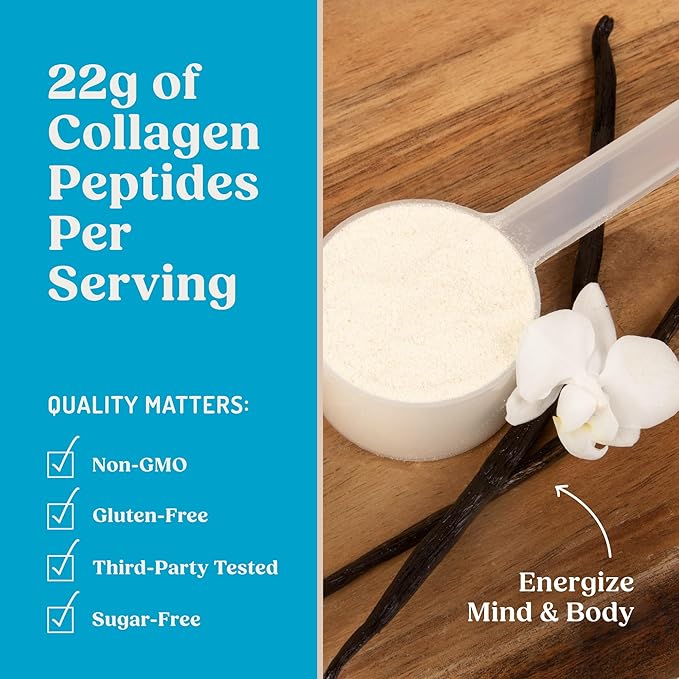 Bulletproof Energy Collagen Protein Powder Vanilla Bean 20g Grass-Fed Collagen Peptides 7g Fiber with MCT Oil &amp Adaptogens Caffeine-Free 18.3 Ounces
