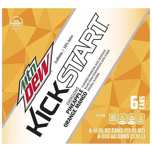 Mountain Dew Kickstart Pineapple/Orange/Mango 12 Ounce (Pack of 6)
