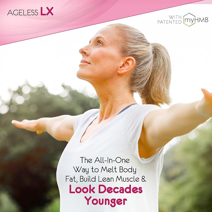 AgelessLX HMB Supplements for Women - Collagen Enhancer Capsules - Anti-Aging for 40 + Lean Muscle Builder - Biotin Vitamin D3 K2 Supplement for Youthful Skin - 60 Servings
