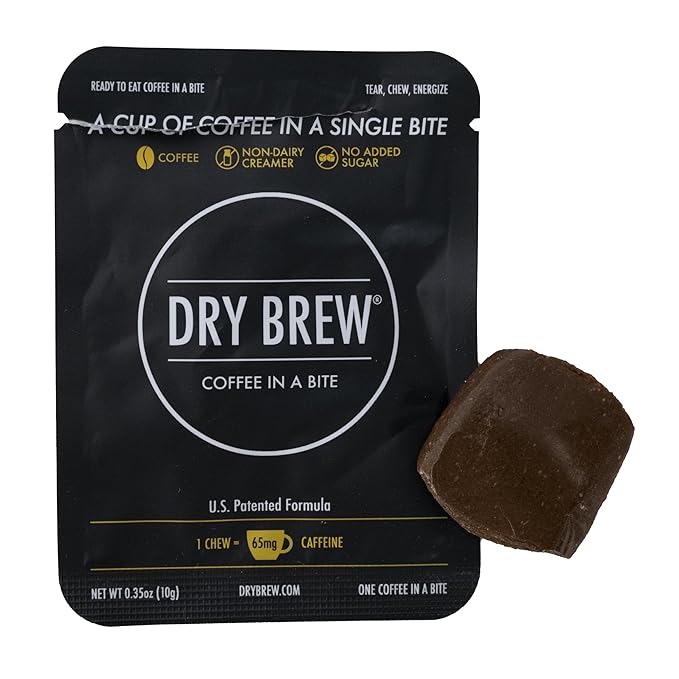 Dry Brew Coffee in a Bite Chewy Ready to Eat 65mg Caffeine each Non-dairy Creamer - 15 Bites
