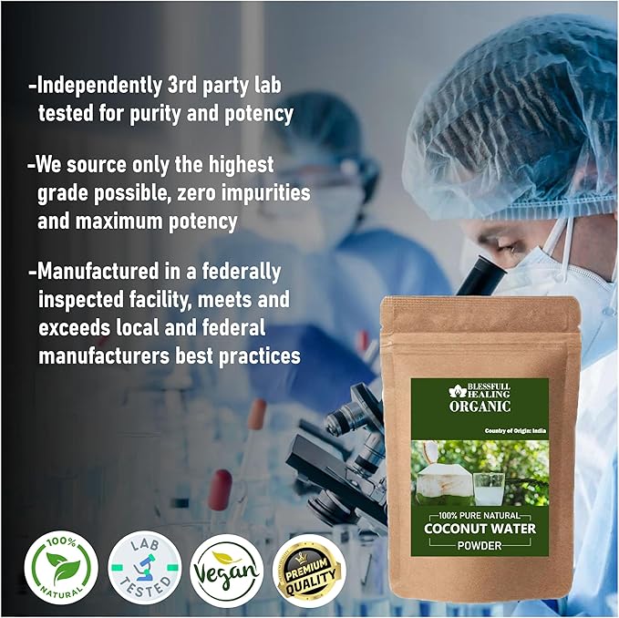 Blessfull Healing Organic Coconut Water Powder 100% Pure Natural 200 Gram / 7.05 oz
