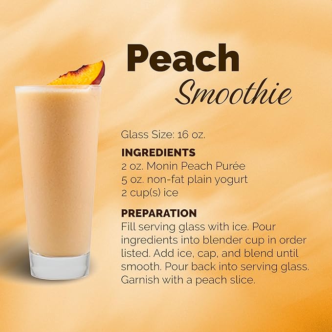 Monin - Peach Fruit Purée Summertime Sweetness Great for Cocktails Smoothies and Lemonades Non GMO No Artificial Ingredients (1 Liter)