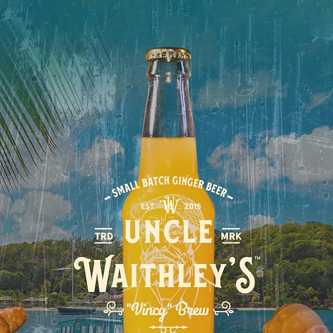 Uncle Waithley's Ginger Beer with Scotch Bonnet Pepper Mocktails Non-Alcoholic Drinks Ginger Beer Soft Drink Healthy Refreshing Non-Alcoholic Drinks and Beverages (12 Pack 355ml Each)