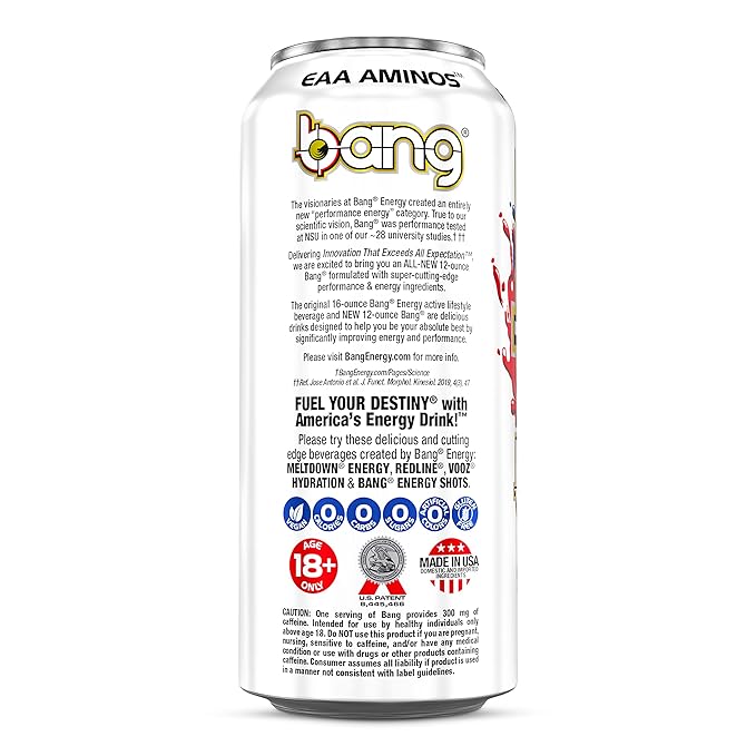 Bang Energy Strawberry Blast Sugar-Free Energy Drink 16 Ounce (Pack of 24)