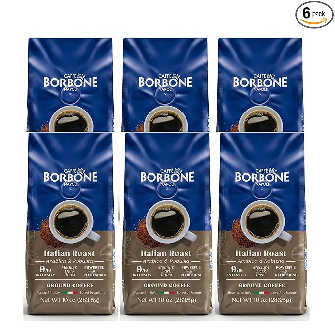 Caffè Borbone Italian Roast Blend Medium Roast Ground Coffee 10 oz bag (6 Pack)