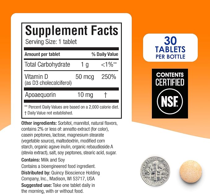 Prevagen Regular Strength Orange Chewables - 30 Tablets (1 Month Supply) | Formulated for Your Brain | 10mg of Apoaequorin Plus Vitamin D3 with 7-Day Pill Minder