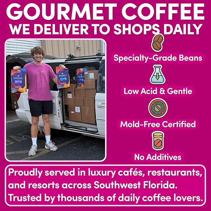 Sarasota Coffee Whole Bean Jamaican Me Crazy | Medium Roast Gourmet Flavored Coffee Beans | Low Acid Mold Free Specialty Grade Bulk Beans | 5lb (80 oz)