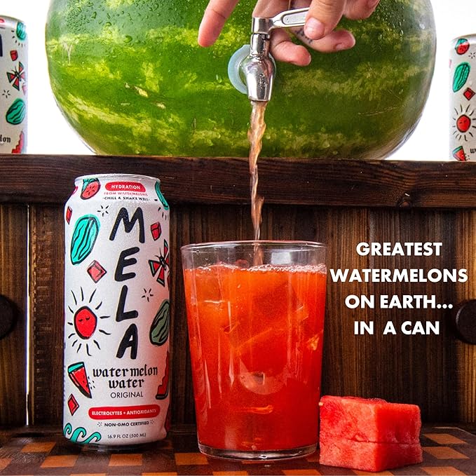 Mela Water Natural Watermelon Juice Drink Electrolytes &amp Antioxidants Natural Hydration Coconut Water Alternative Vitamin C No Added Sugar Pineapple (16.9 floz (Pack of 12))