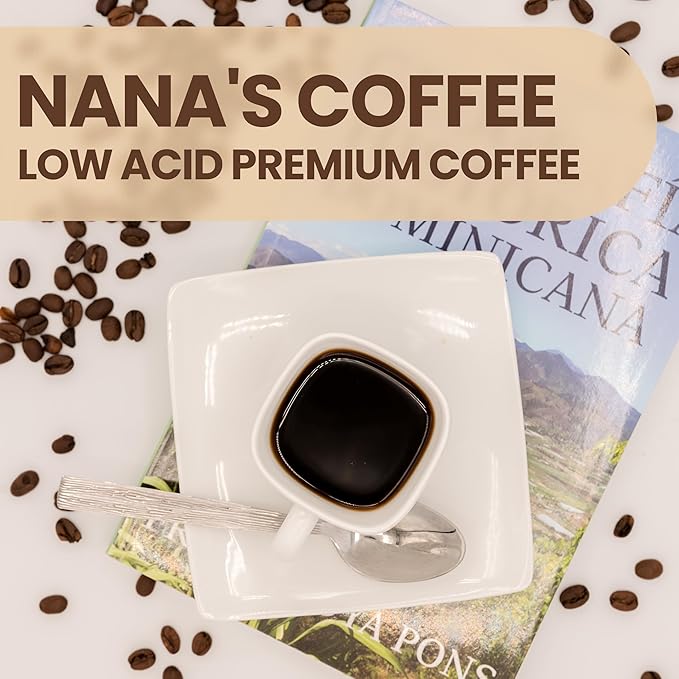 Nana’s Coffee Low Acid Organic Coffee Beans 12 Oz (Pack of 3) Single Origin Dominican Republic Smooth &amp Stomach Friendly Medium Roast