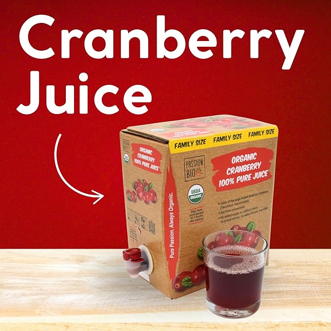 Organic Cranberry Juice Box 101.4 Fl Oz | Pure Fruit Juice Not From Concentrate | Organic Vegan Non-GMO | No Added Sugar Easy-Pour Tap Packaging