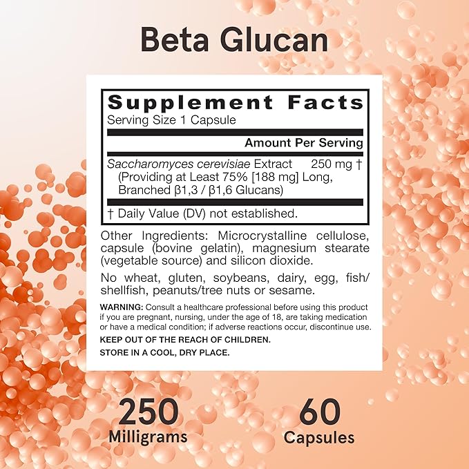 Jarrow Formulas® Beta Glucan Dietary Supplement Immune Support for Immune Health 60 Capsules 60 Day Supply