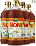 Virgin Noni Juice - 100% Pure Organic Hawaiian Noni Juice - 4 Pack of 32oz Glass Bottles