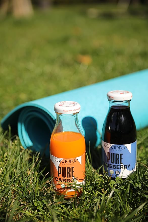 Pomona Organic Juices Pure Blueberry Juice Cold Pressed Organic Juice Non-GMO No Sugar Added Not from Concentrate Gluten Free Kosher Certified Preservative Free 8.4 Ounce (Pack of 12)