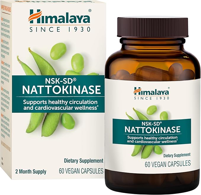 Himalaya NSK-SD Nattokinase Dietary Supplement for Healthy Circulation Vegan Gluten Free Natto Extract 100 mg 60 Capsules