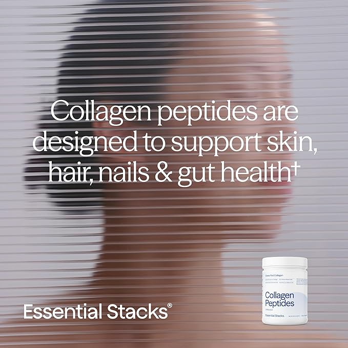 Essential Stacks Collagen Peptides Powder (from Grass Fed Cattle) - Gluten Dairy &amp Soy Free - Unflavored Hydrolyzed Collagen Supplement (10.6 oz)