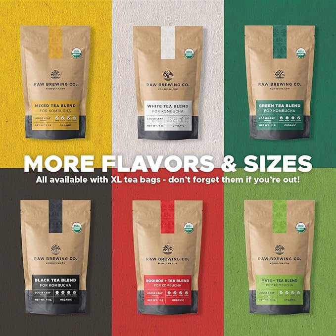 Kombucha.com Certified Organic Loose Leaf Tea - Kombucha Brewing Blends (Black Tea Blend 8 Ounce). Makes up to 25 gallons.