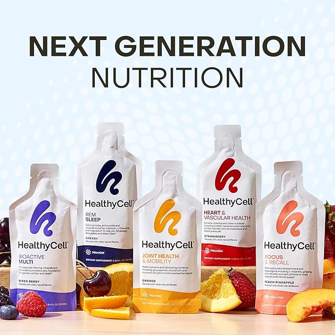 HealthyCell Telomere Length Supplement - Anti-Aging Telomere Lengthening Supplements with Phytonutrients &amp Vitamins for Cellular Health - AC-11 Astragalus &amp Resveratrol - 30 Gel Packs Grape