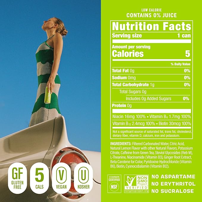 GORGIE Sugar Free Natural Energy Drinks Sparkling Citrus Burst (12 Pack) - Healthy Energy Drinks - Natural Coffee Replacement with Green Tea Caffeine and Biotin - 150mg Caffeine Vegan &amp Low Cal