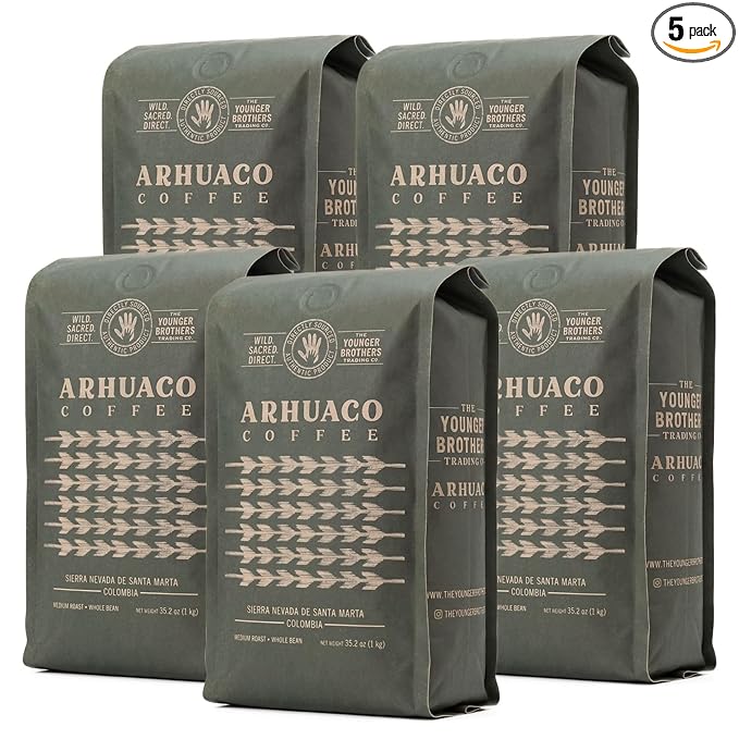 The Younger Brothers Trading Co. - Arhuaco Indigenous Wild-Grown Coffee Medium Roast Whole Bean 35.2 oz (Pack of 5)