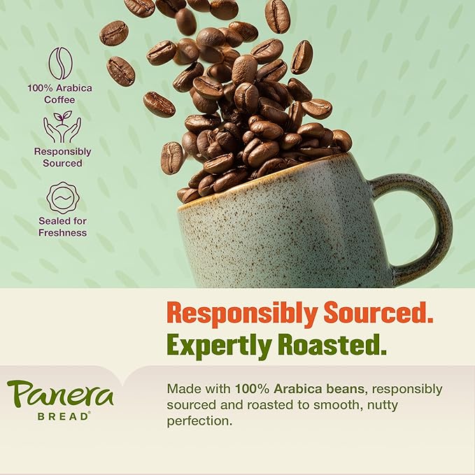 Panera Coffee Cinnamon Roll Ground Coffee 100% Arabica Medium Roast Bakery-Inspired Flavor No Artificial Ingredients 12oz Bag Pack of 6 (72 oz Total) for Home Brewing