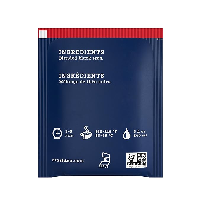 Stash Tea English Breakfast Black Tea - Caffeinated Non-GMO Project Verified Premium Tea with No Artificial Ingredients 20 Count (Pack of 6) - 120 Bags Total