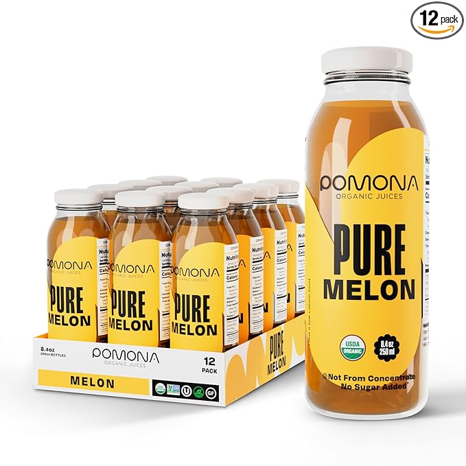 Pomona Organic Juices Pure Melon Juice Cold Pressed Organic Juice Non-GMO No Sugar Added Not from Concentrate Gluten Free Kosher Certified Preservative Free 8.4 Ounce (Pack of 12)
