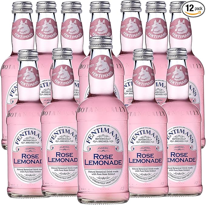 Fentimans Botanically Brewed Classic Rose Lemonade Sparkling Soda 9.3 fl oz Bottles – Premium Craft Soda/Mixer for Cocktails &amp Refreshing Drinks