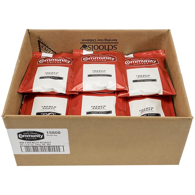 Community Coffee French Roast Dark Roast Pre-Measured Coffee Packs 3.0 Ounce Each (Box of 20)