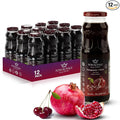 Pure Pomegranate &amp Cherry Juice 8.4oz Glass Bottle (Pack of 12) Cold Pressed Juice Not from Concentrate Non-GMO No Sugar Added Gluten Free Kosher Certified Preservative Free