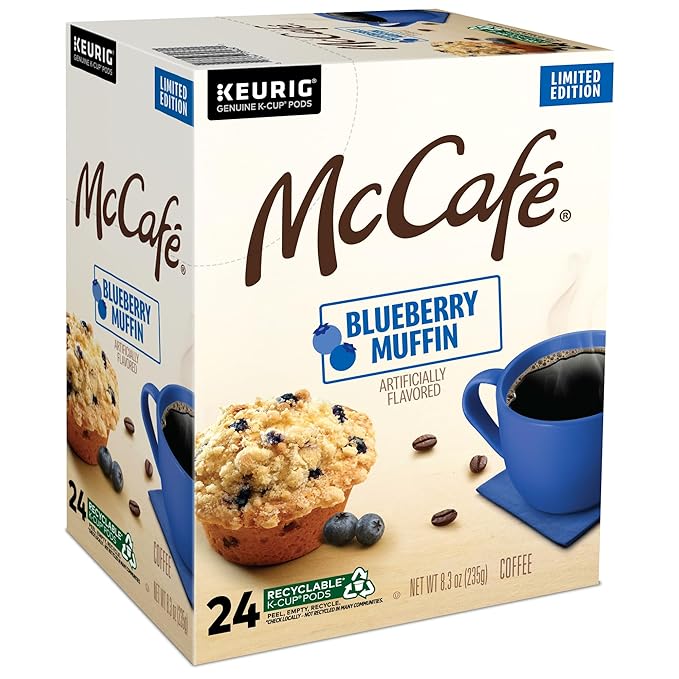 McCafe Blueberry Muffin Coffee Keurig Single Serve K-Cup Pods 24 Count