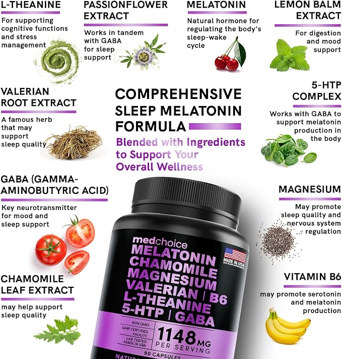 MEDCHOICE Turmeric &amp Ginger (120ct) and Sleep Melatonin (180ct) Supplement Bundle - Wellness Duo for Joint Digestion Sleep &amp Immune Support - Vegan Non-GMO Gluten-Free