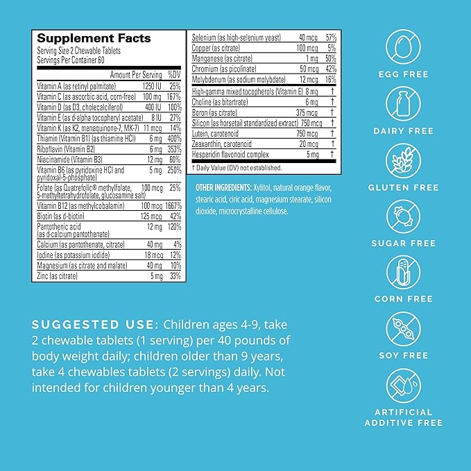 BRAINMD Dr Amen Kids’ NeuroVite Orange Flavor - 120 Penguin-Shaped Chewables - Multivitamin &amp Mineral Supplement - Promotes Healthy Development &amp Growth - Gluten Free - 60 Servings