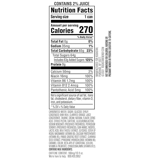 Rockstar Energy Drink Boom Whipped Orange 16 Fl Oz (Pack of 12)