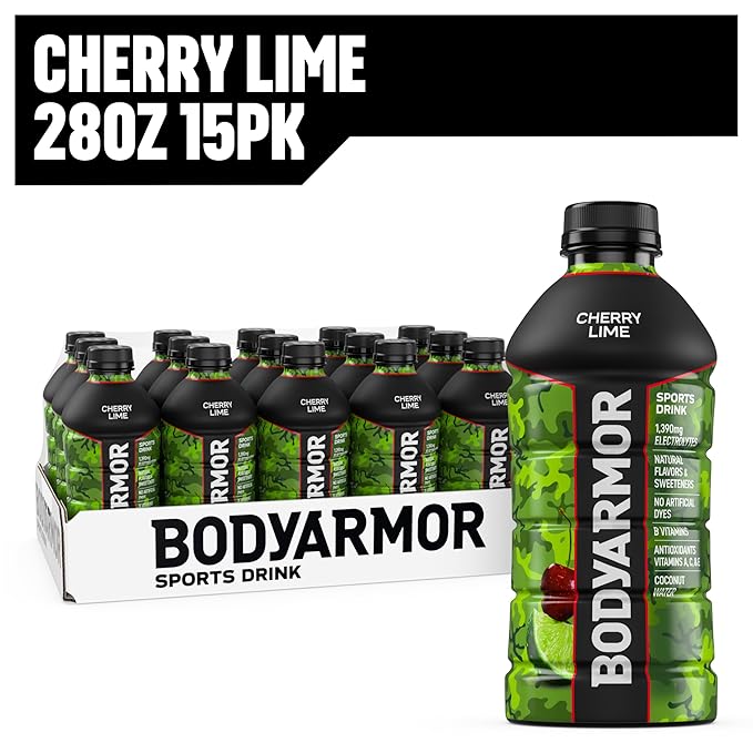 BODYARMOR Sports Drink Cherry Lime Electrolyte Drink Hydration 28 Fl Oz Bottles (15 Pack) Flavored Coconut Water with B Vitamins &amp Antioxidants