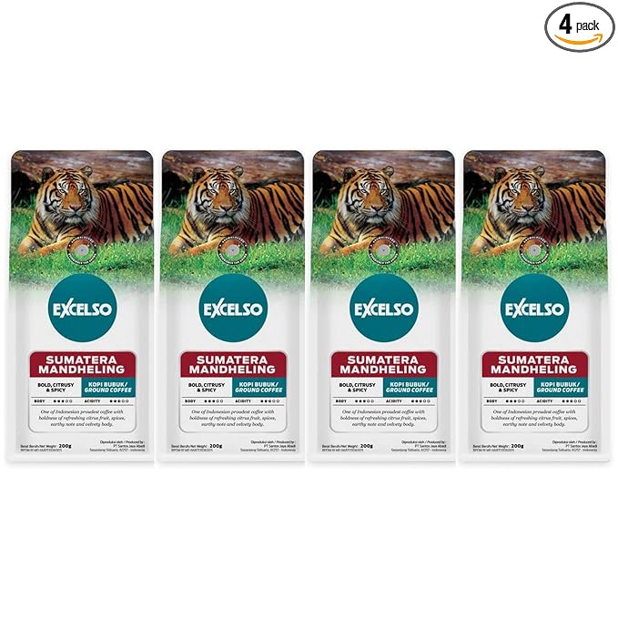 Excelso Sumatera Mandheling Ground Coffee 200g (Pack of 4)