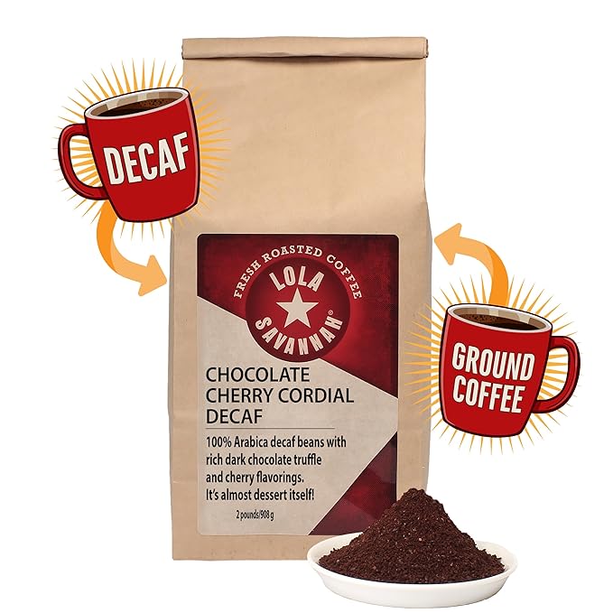 Lola Savannah Chocolate Cherry Cordial Ground Decaf Coffee 2lb