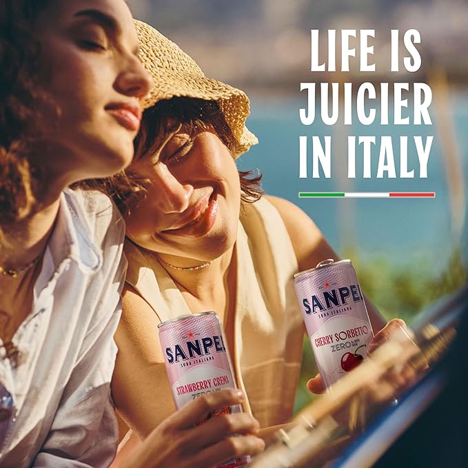 Sanpellegrino Soda Italiana Cherry Sorbetto Italian Sparkling Drink 0g Added Sugar Real Fruit Juice Italian Soda Sparkling Beverage 24-Pack