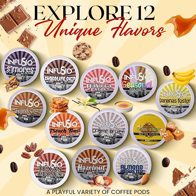 InfuSio Hazelnut Coffee Pods Single Serve Coffee Pods for Keurig K Cups Brewers - Premium Roasted 96 Count