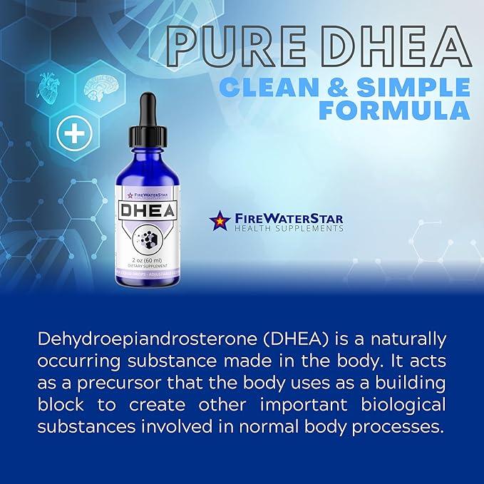 FWS DHEA Liquid Drops - Pure DHEA Supplement for Men and Women - Adjustable Dosing 5mg 10mg 25mg 50mg - Dehydroepiandrosterone Dietary Supplement